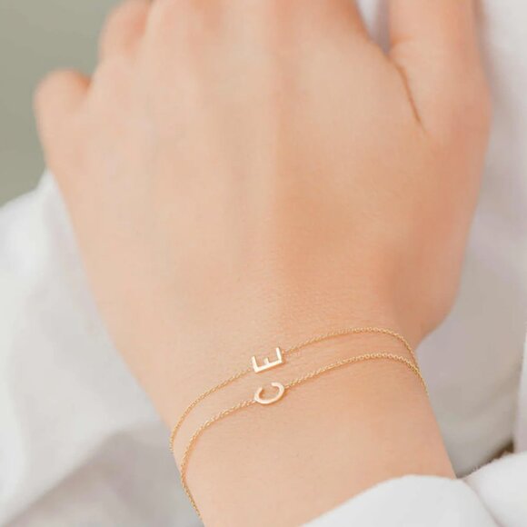 14K Zoe Lev Initial Bracelet - E - Picture 1 of 8